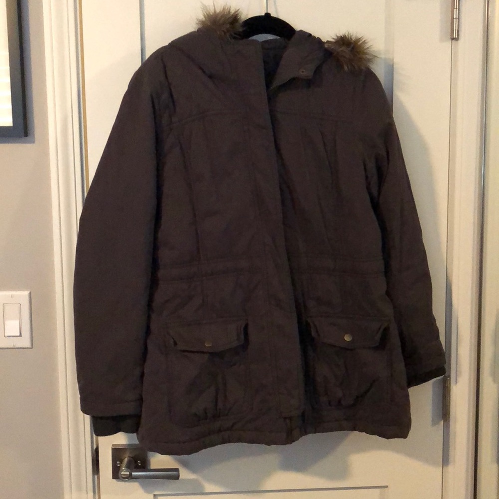 Gray puffer winter coat